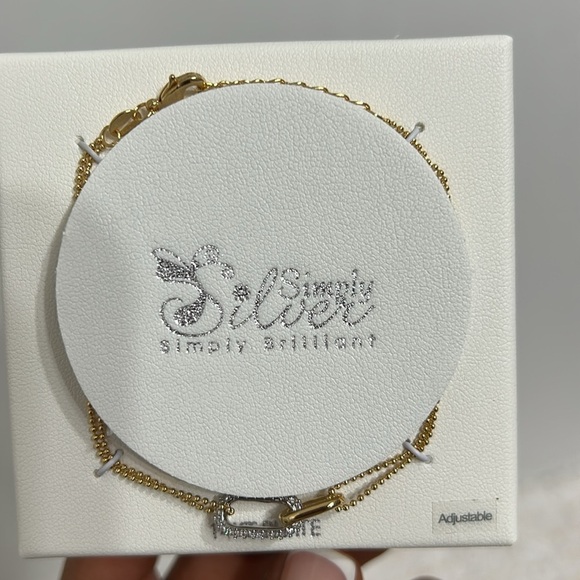 Simply Silver Two tone Bracelet 14kT plate adjustable - Picture 5 of 6